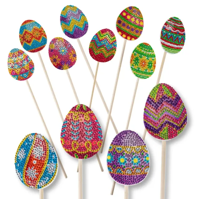 Craft Buddy Crystal Art Easter Sticks paaseieren 12 stuks