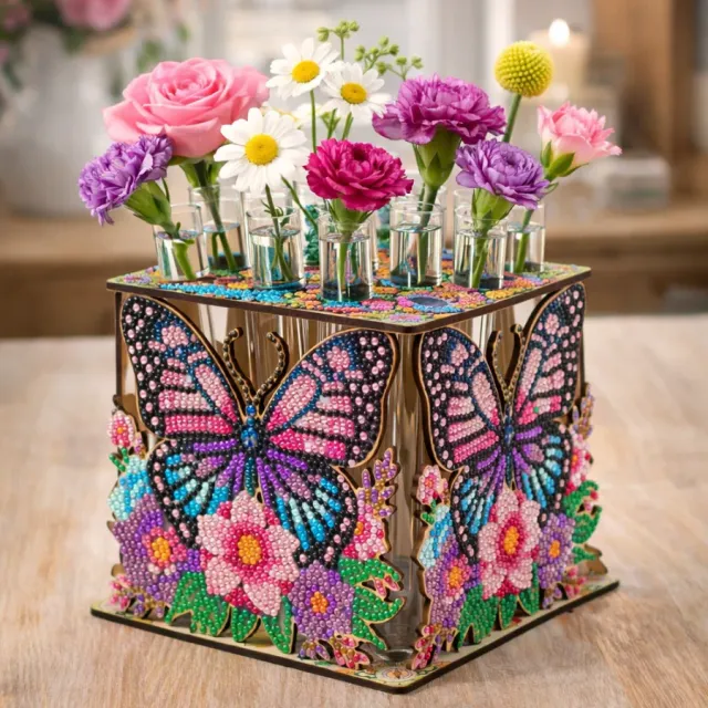 Craft Buddy Crystal Art Butterfly Cube Vase diamond painting 16 cm