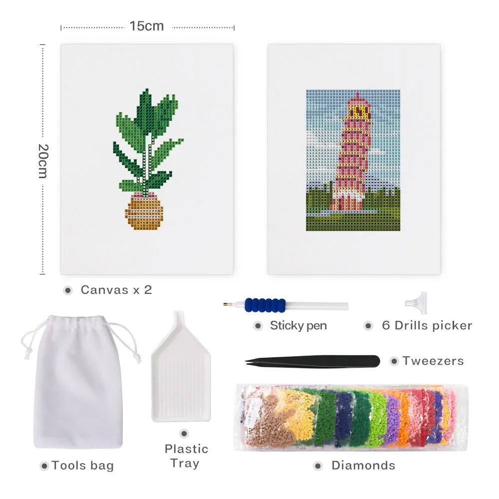 Figured'Art Natuur en Architectuur mini diamond painting 15x20 2st