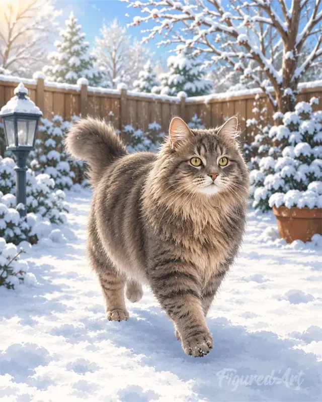 Figured'Art Kat in de Winter Schilderen op Nummer Kat