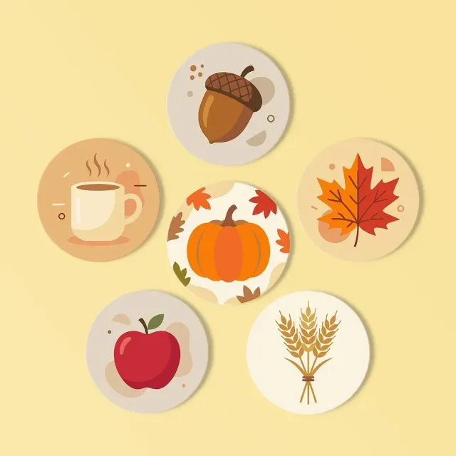 Figured'Art Gezellige herfst onderzetters schilderen op nummer 10 cm