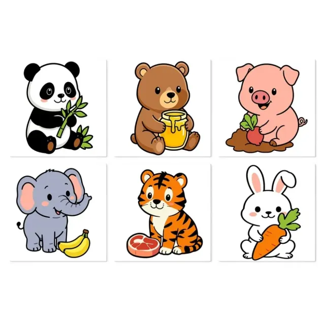 Figured'Art Mini Serie Schattig en hongerig schilderen op nummer 20x20cm 6 stuks