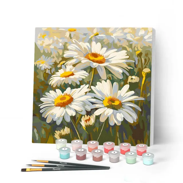 Figured'Art Madeliefjes mini schilderen op nummer 20x20cm met frame