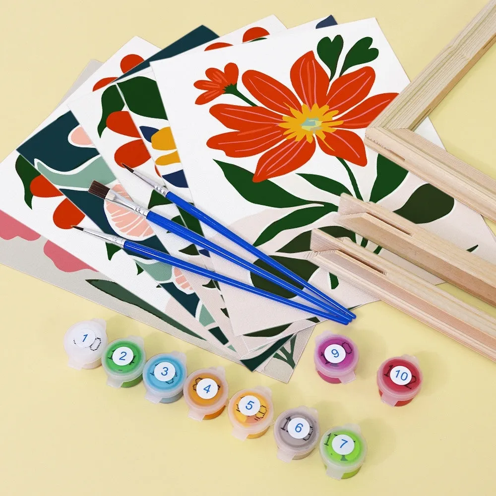 Figured'Art Kleurrijke Bloem Patronen mini schilderen op nummer 6 stuks
