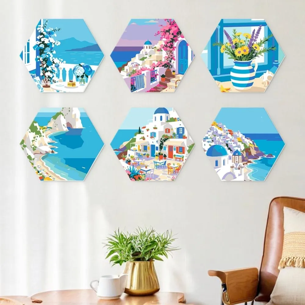 Figured'Art Mini Serie Blauwe en witte ontsnapping schilderen op nummer 6 stuks