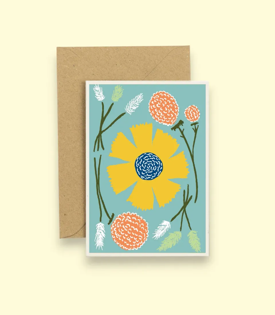 Studio Wald Dried Blue wenskaart blanco A6 droogbloem