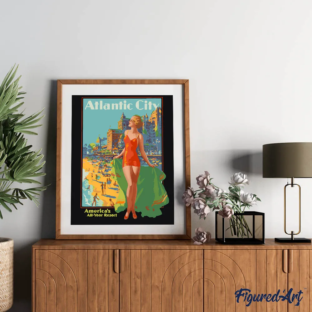 Figured'Art Atlantic City schilderen op nummer 40x50 cm vintage
