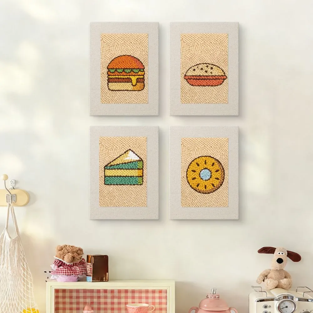 Figured'Art Streetfood 2 Punch Needle Set 4 Stuks met Frames