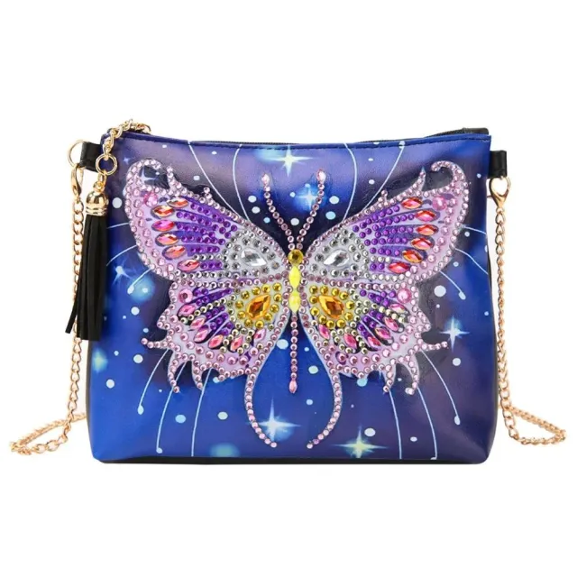 Figured'Art Sterrenstof Vlinder diamond painting handtas 18x15cm