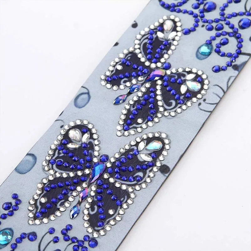 Figured'Art Blauwe Vlinders diamond painting bladwijzer 21x6cm