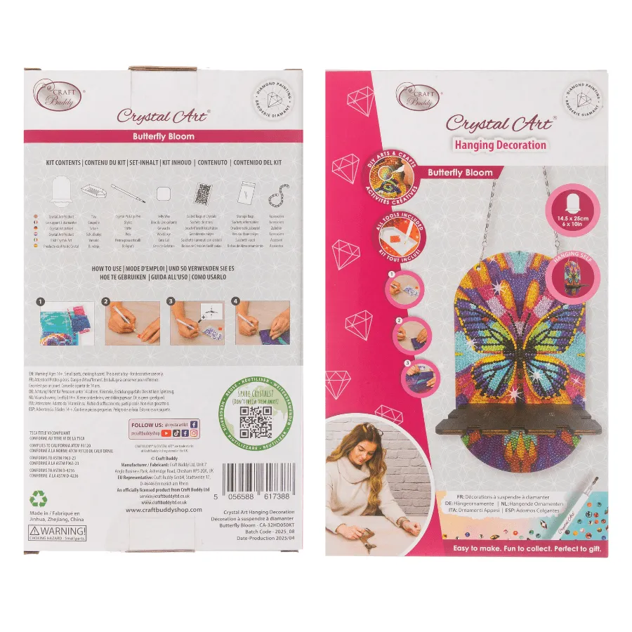 Craft Buddy Butterfly Bloom Crystal Art hangplankje vlinder 14,5 cm