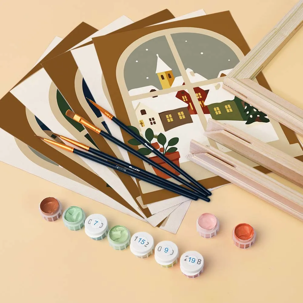 Figured'Art Mini Kerstvensters schilderen op nummer 6x 15x20 eenvoudig