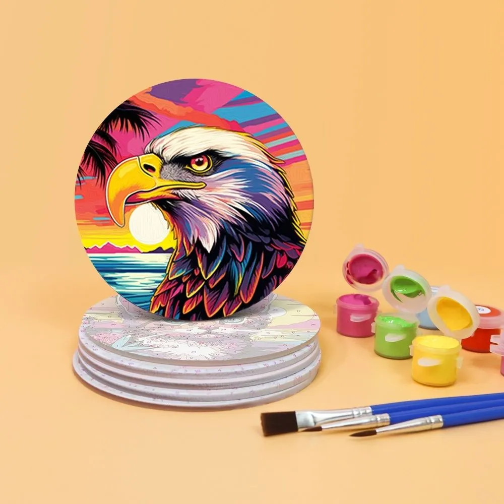 Figured'Art Fauna Pop Art schilderen op nummer onderzetters 10cm 6st