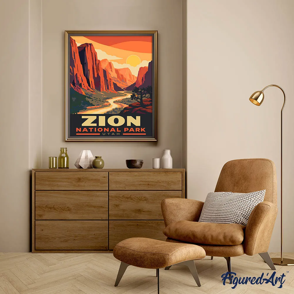 Figured'Art Zion National Park Utah schilderen op nummer 40x50 cm eenvoudig