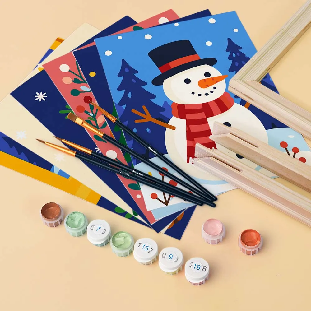 Figured'Art Feestelijke Winter schilderen op nummer 15x20cm 6 stuks