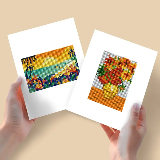 Figured'Art Mini Zonsondergang en Bloemen diamond painting 15x20cm 2 stuks