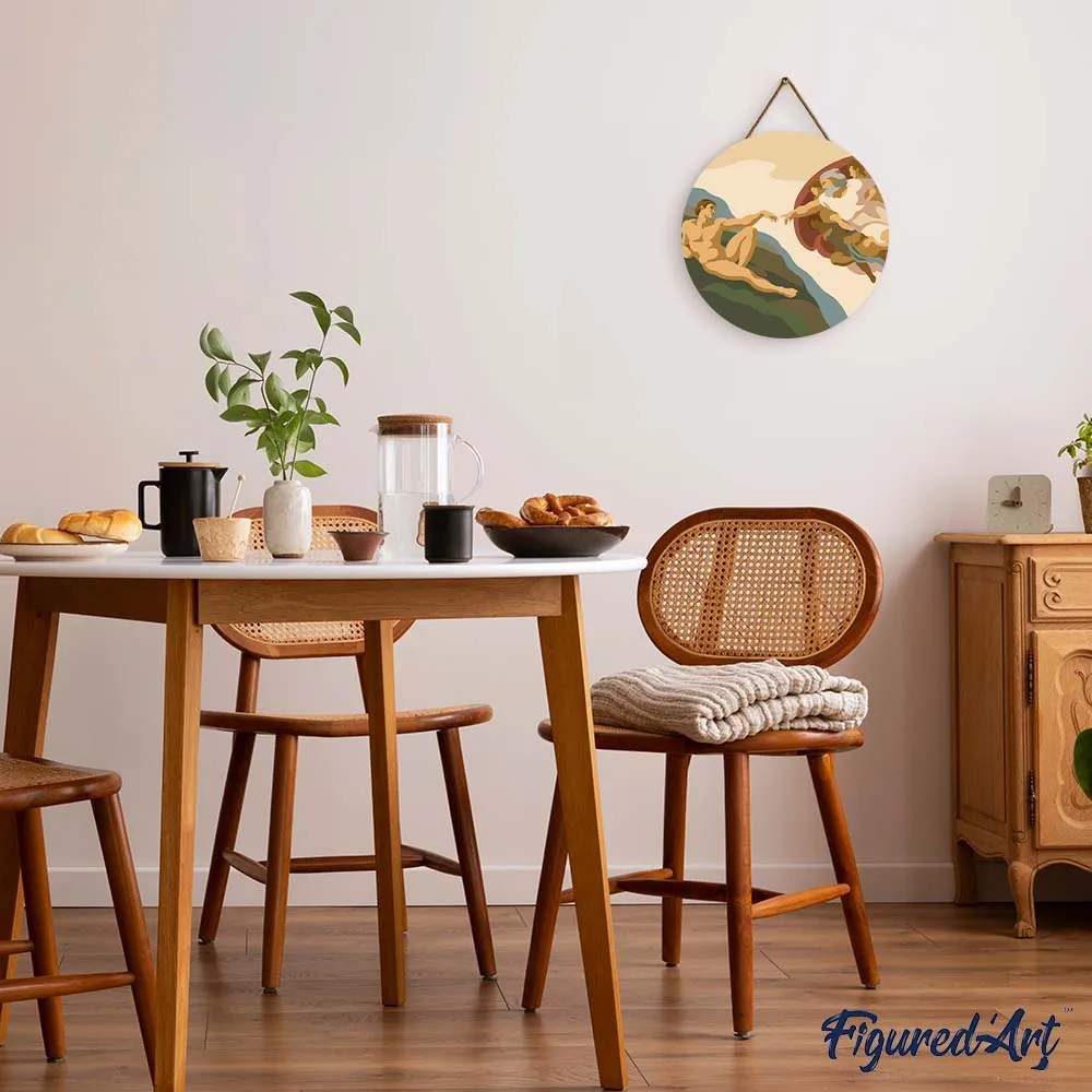 Figured'Art De schepping van Adam Schilderen op Nummer Houten Schijf 30cm