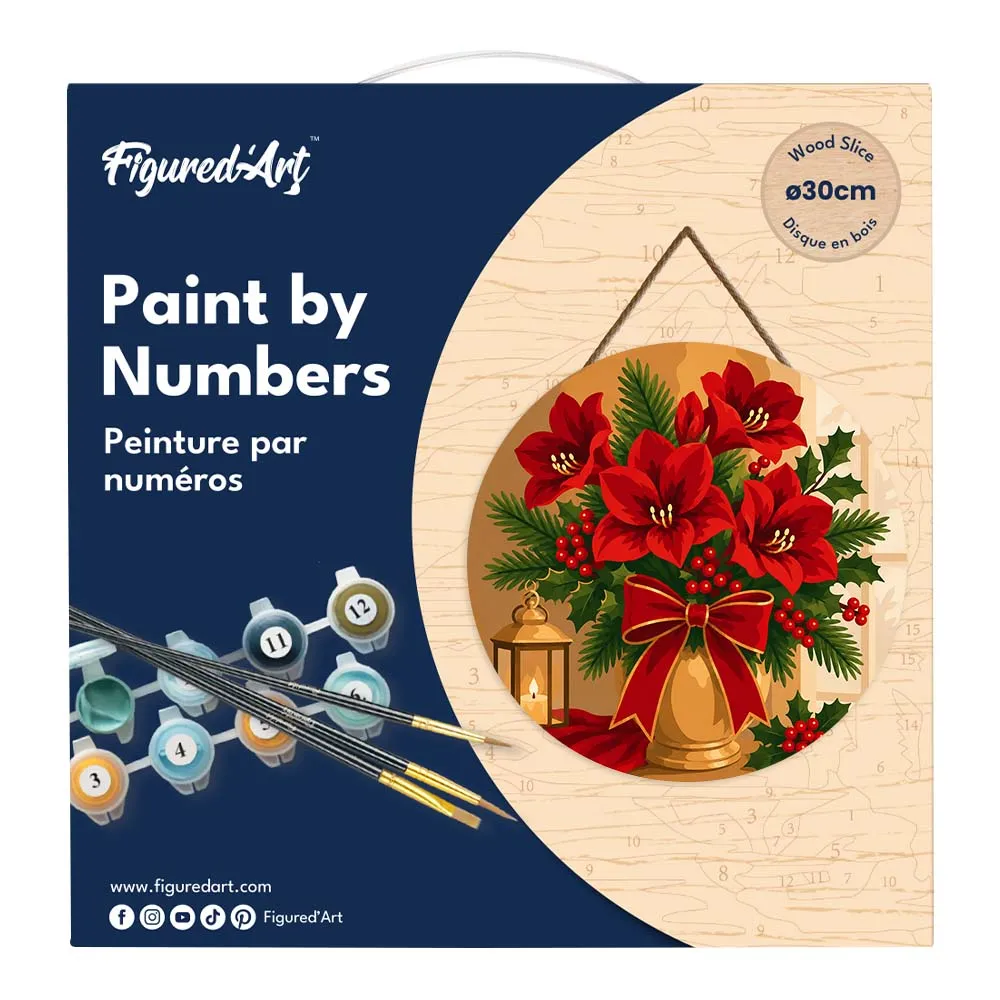 Figured'Art Kerststerren schilderen op nummer houten schijf 30cm gemiddeld