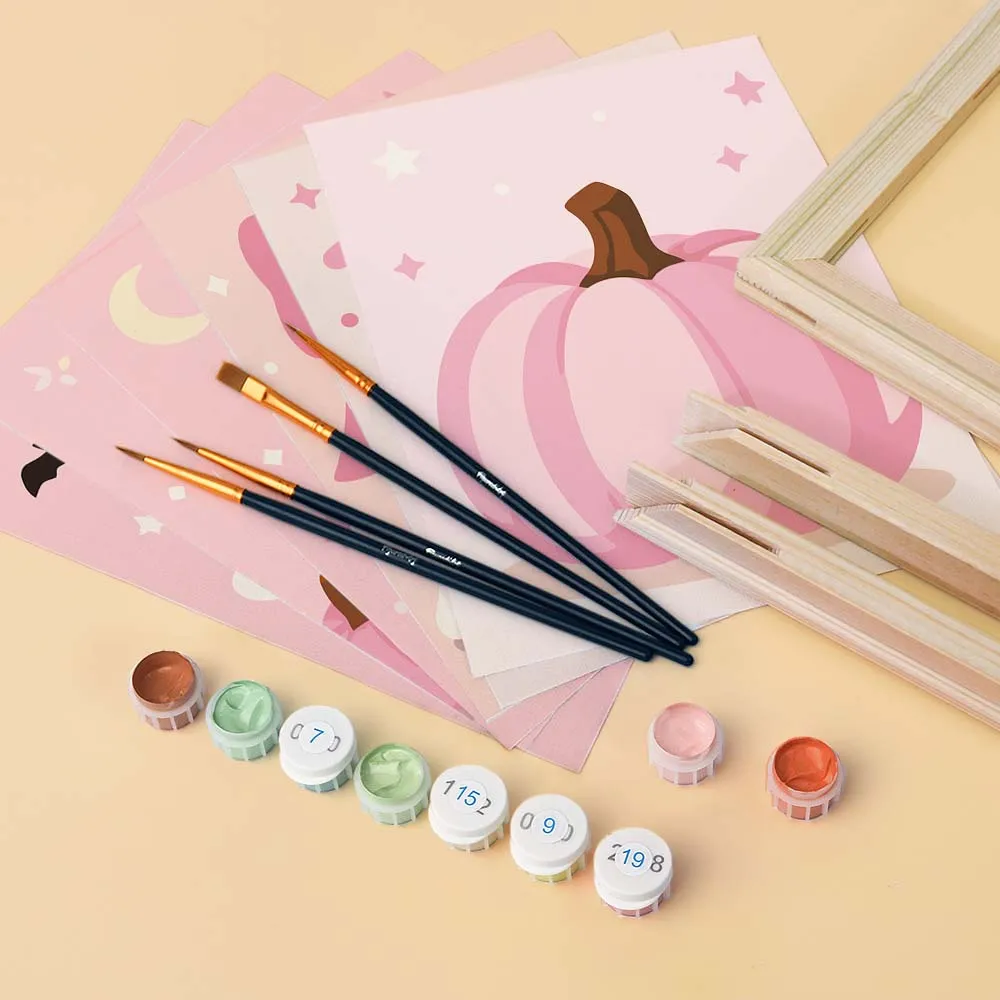 Figured'Art Roze Halloween mini schilderen op nummer 6 stuks
