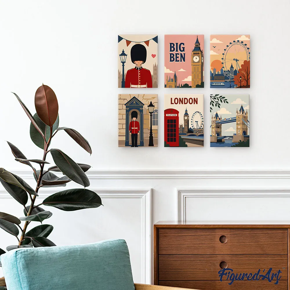 Figured'Art Mini Ansichtkaarten uit Londen schilderen op nummer 6x 15x20cm