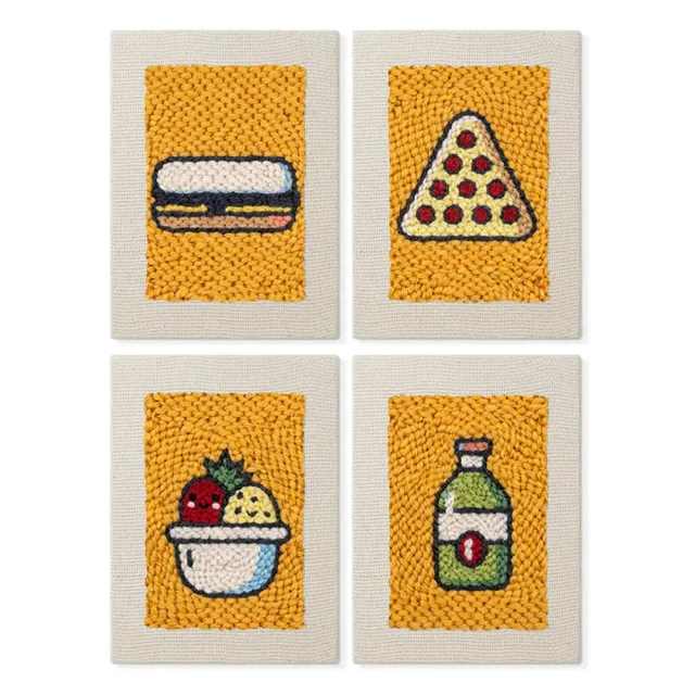 Figured'Art Snack Aanval punch needle set 4 stuks 20x30cm
