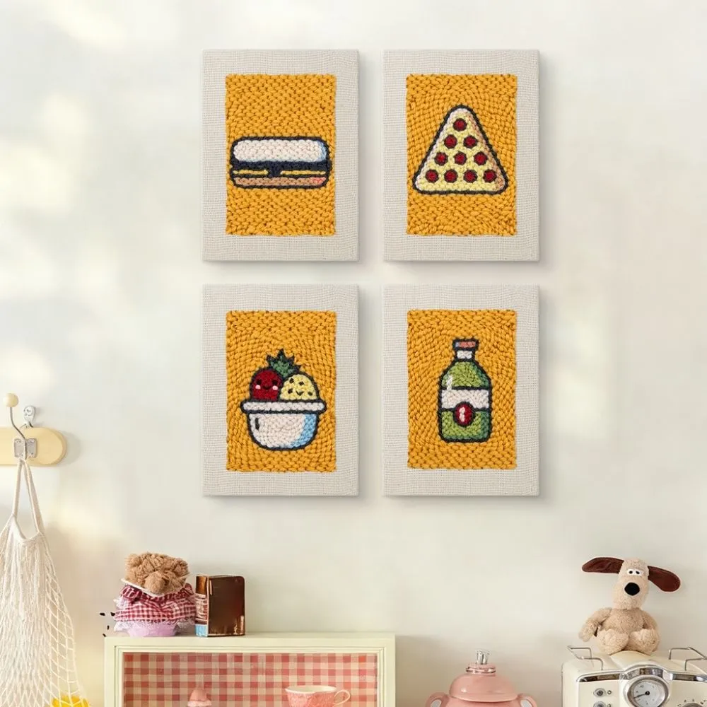 Figured'Art Snack Aanval punch needle set 4 stuks 20x30cm