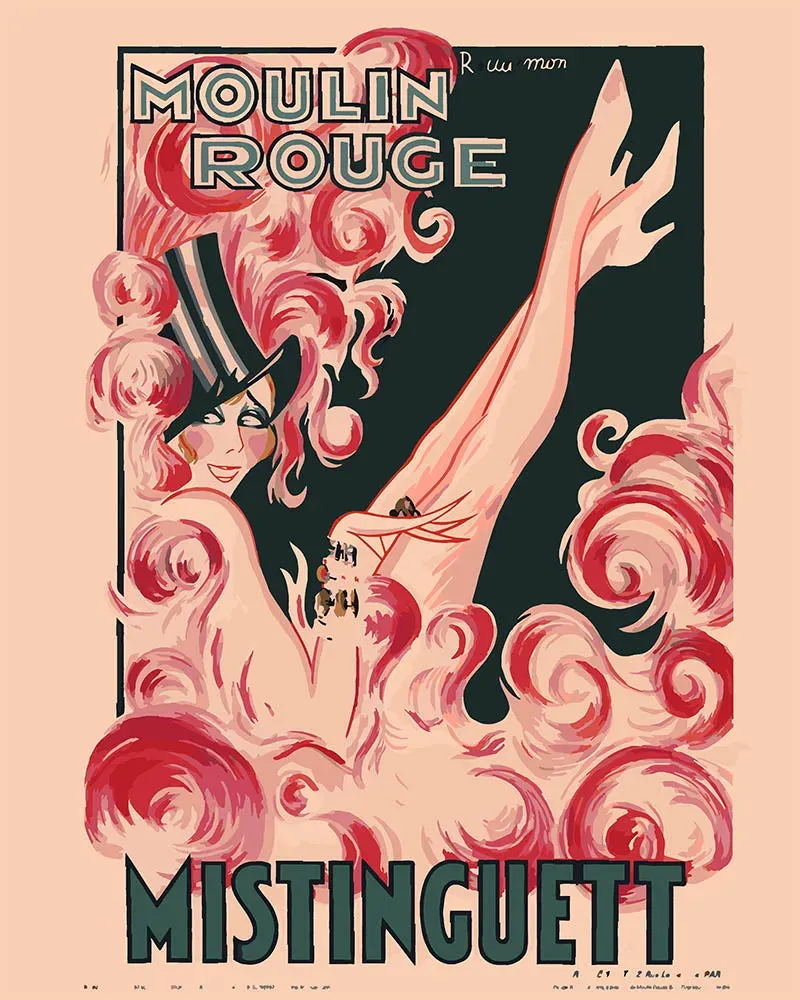 Figured'Art Moulin Rouge-affiche Mistinguett schilderen op nummer 40x50cm