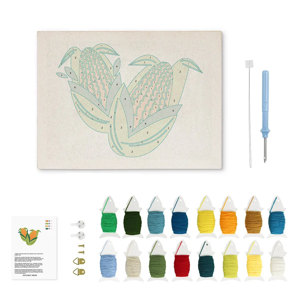 Figured'Art Gouden Maïs punch needle pakket met frame 20x30cm katoen