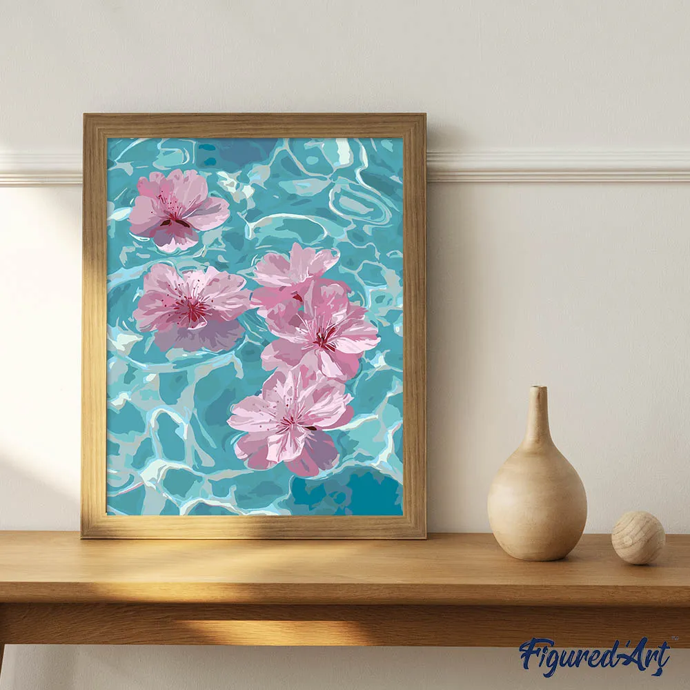 Figured'Art Drijvende Kersenbloesem schilderen op nummer 40x50 cm bloemen
