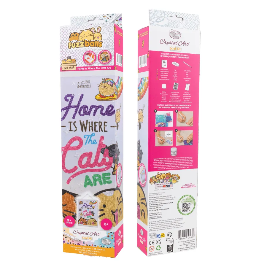 Craft Buddy Crystal Art Home Is Where The Cats Are scroll kit 40x50cm