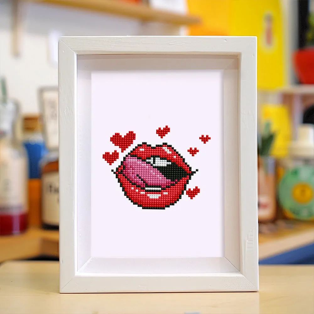 Figured'Art Mini Rode Lippen en Taart met Bessen diamond painting 2 stuks 15x20cm