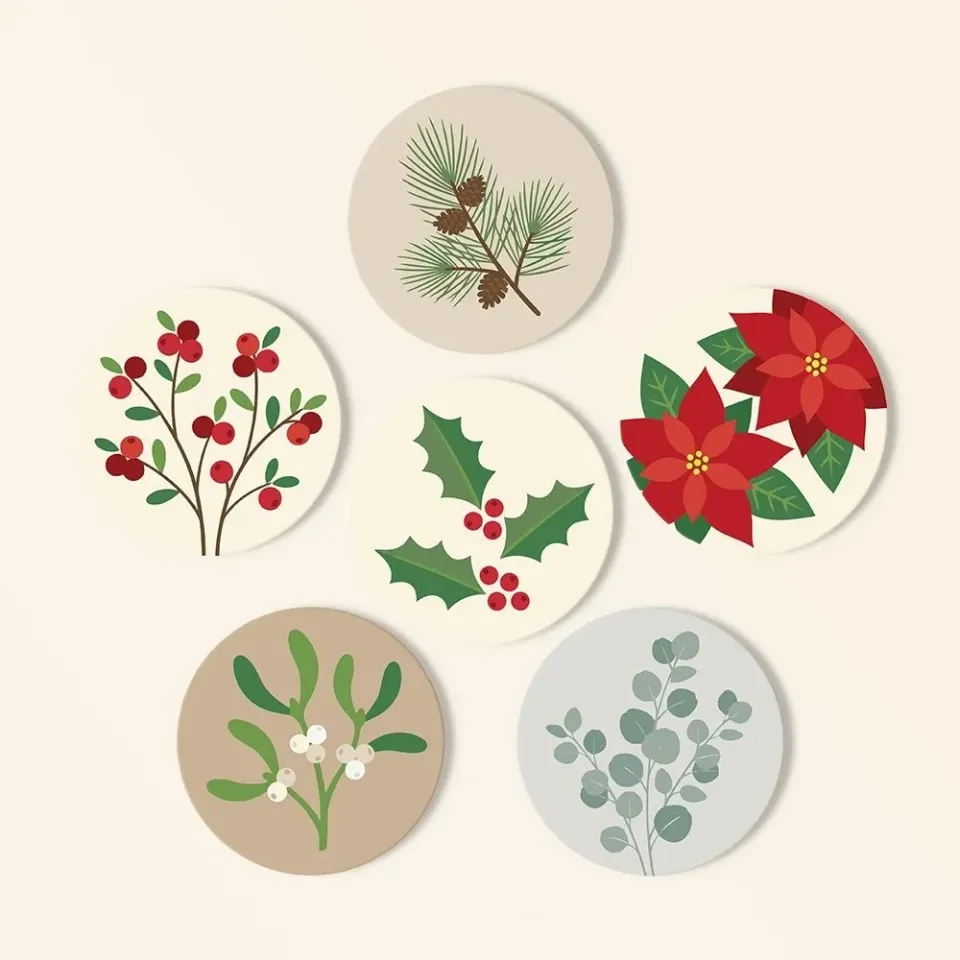 Figured'Art Feestelijk gebladerte schilderen op nummer onderzetters 10cm