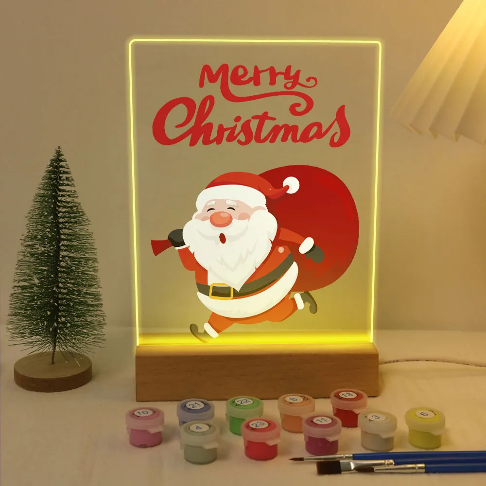 Figured'Art Kerstman 07 schilderen op nummer LED 15x20 cm licht