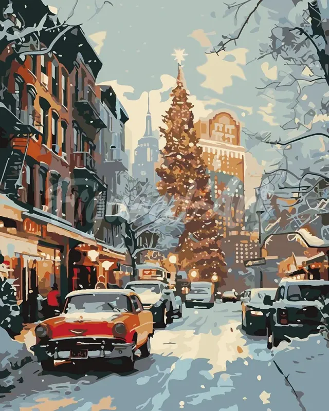 Figured'Art Winterstraat in New York schilderen op nummer 40x50 cm