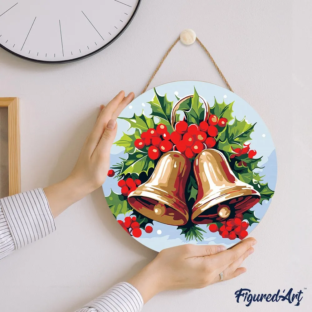 Figured'Art Kerstklokken schilderen op nummer houten schijf 30cm