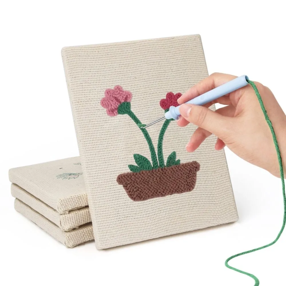Figured'Art Bloeiende Bloemen punch needle set 4 stuks met frames zacht