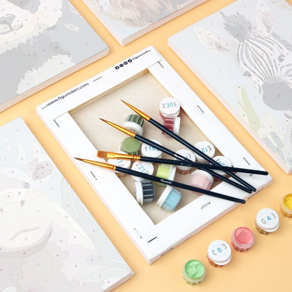 Figured'Art Wildlife Portretten 1 schilderen op nummer mini 6 stuks