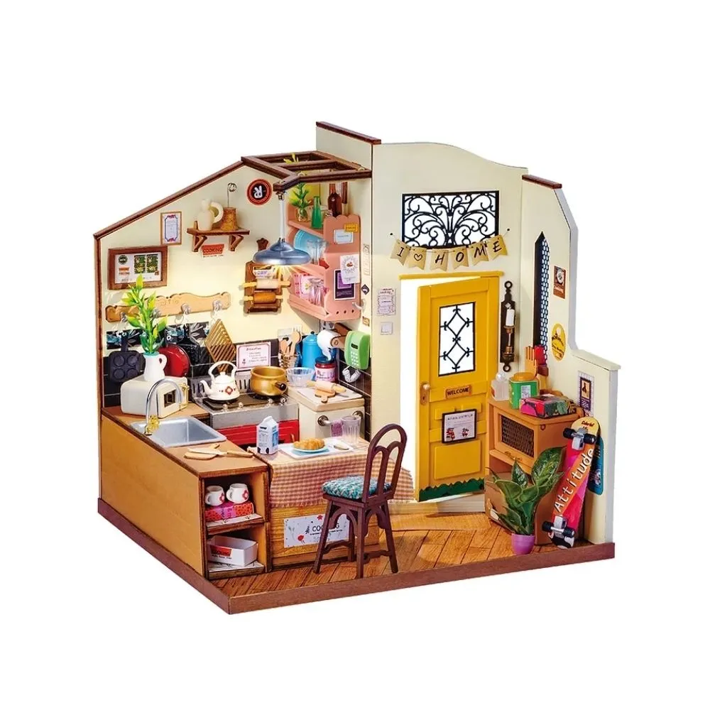 Figured'Art Gezellige Keuken miniatuurhuisje hout 1:18