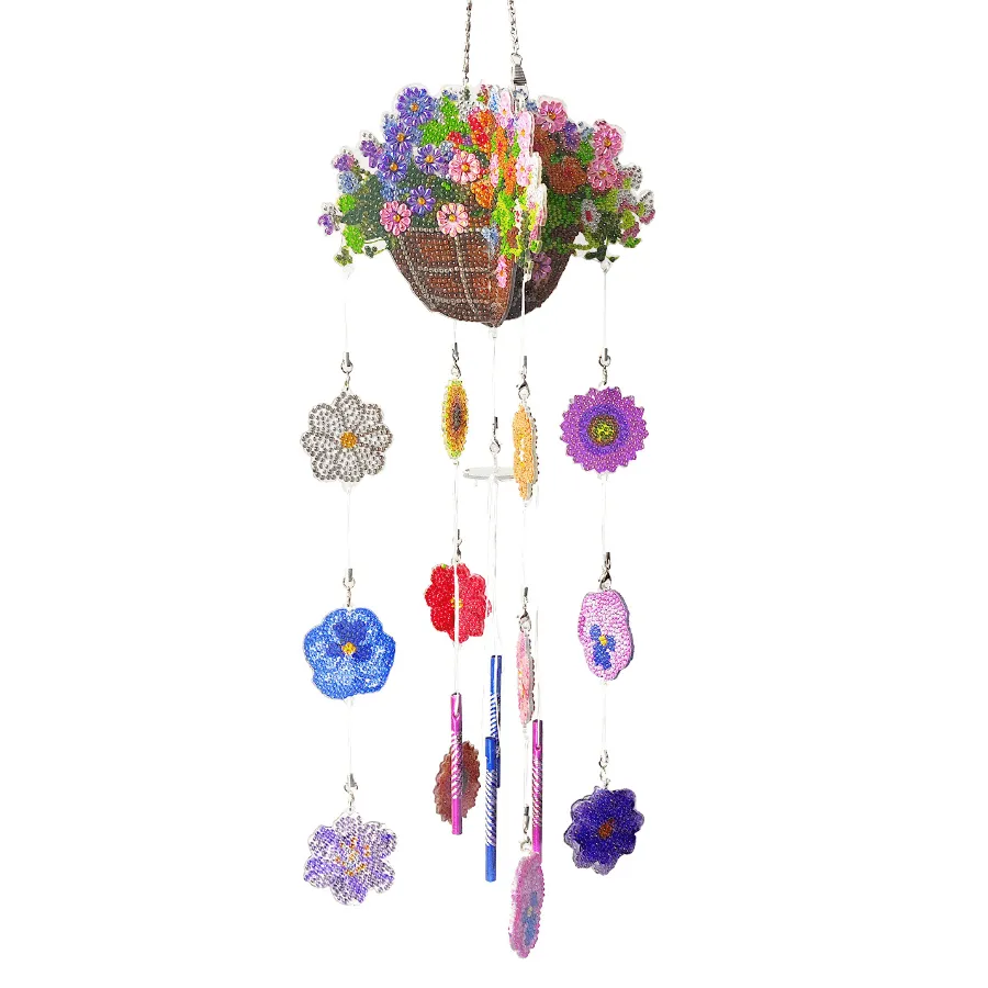 Craft Buddy Crystal Art Flower Wind Chime hanger 73cm bloemen
