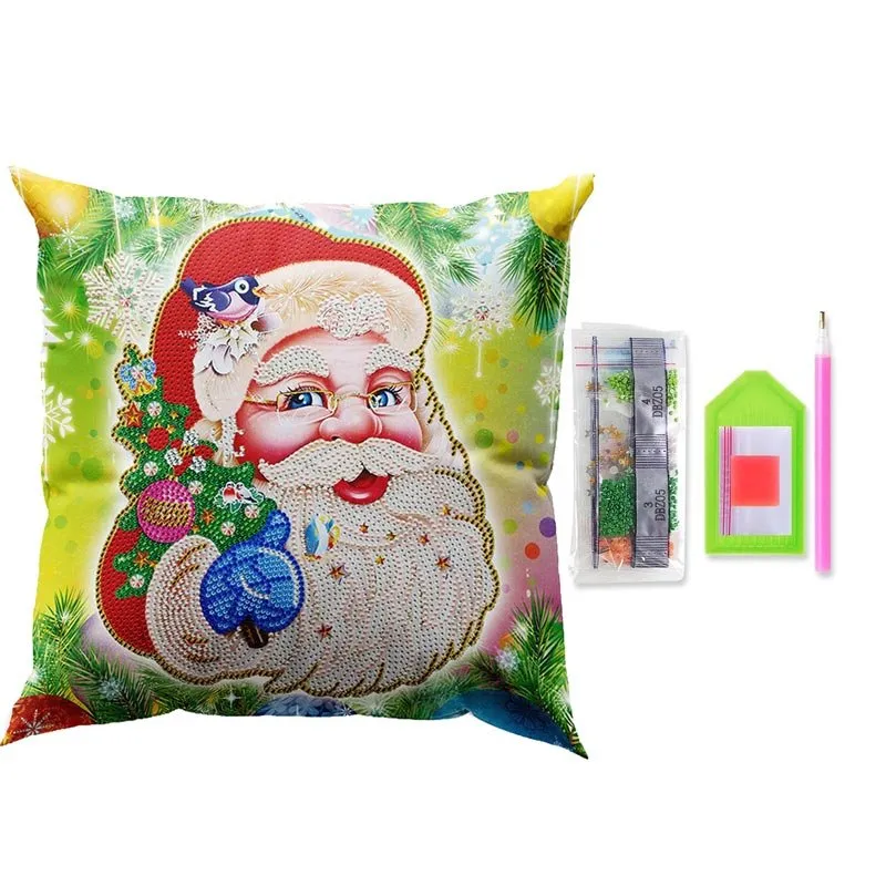 Figured'Art Kerstman kussenhoes diamond painting 30x30 cm