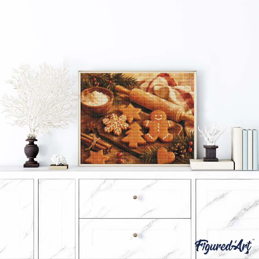 Figured'Art Peperkoek en kaneel diamond painting 40x50 cm vierkant kerst