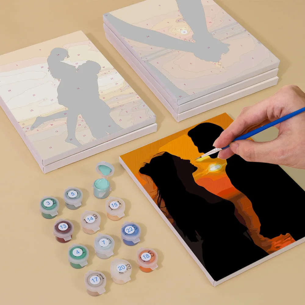 Figured'Art Mini Romantische Zonsondergang Silhouetten schilderen op nummer 6x 15x20cm