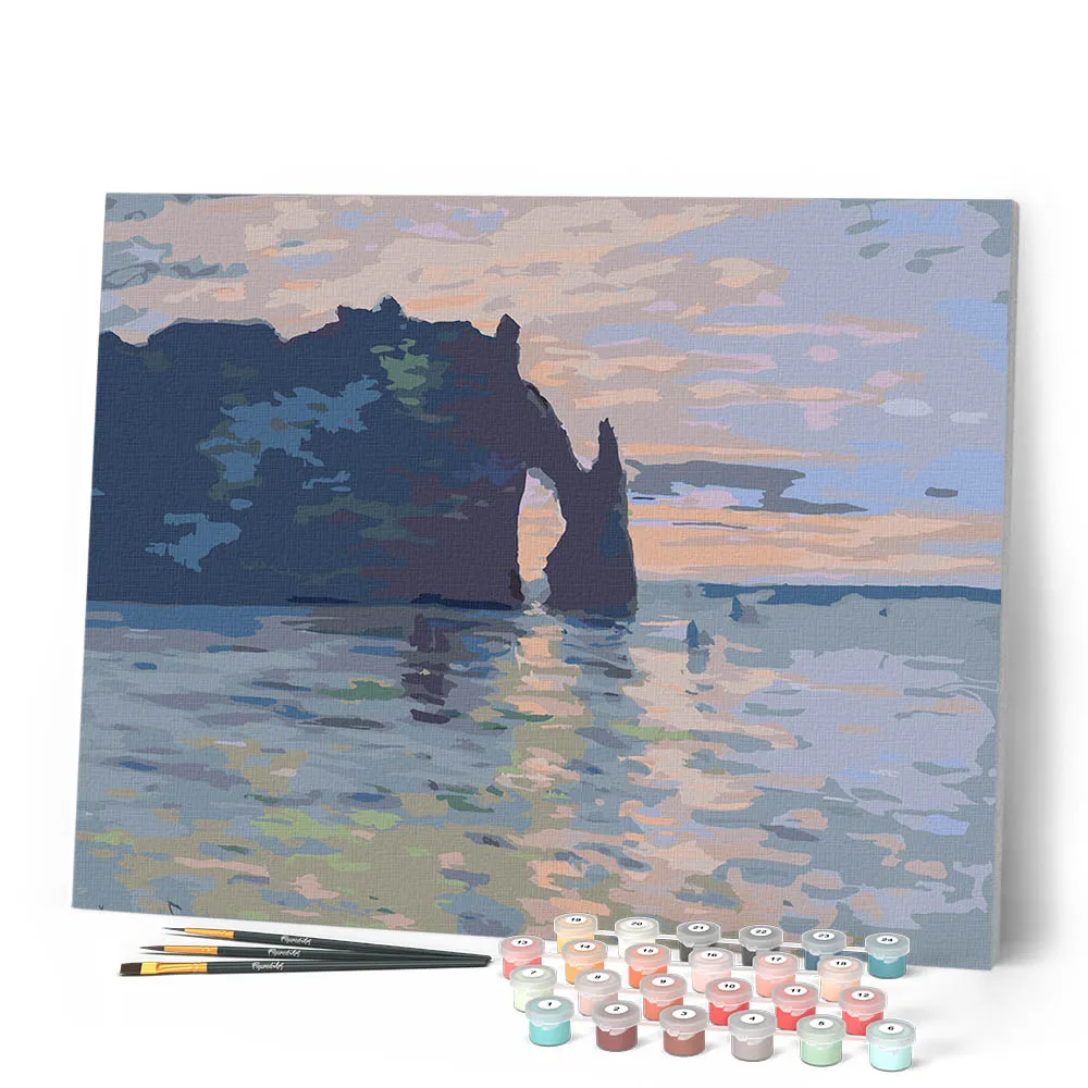 Figured'Art Monet Klif Étretat Schilderij op Nummer 40x50 cm