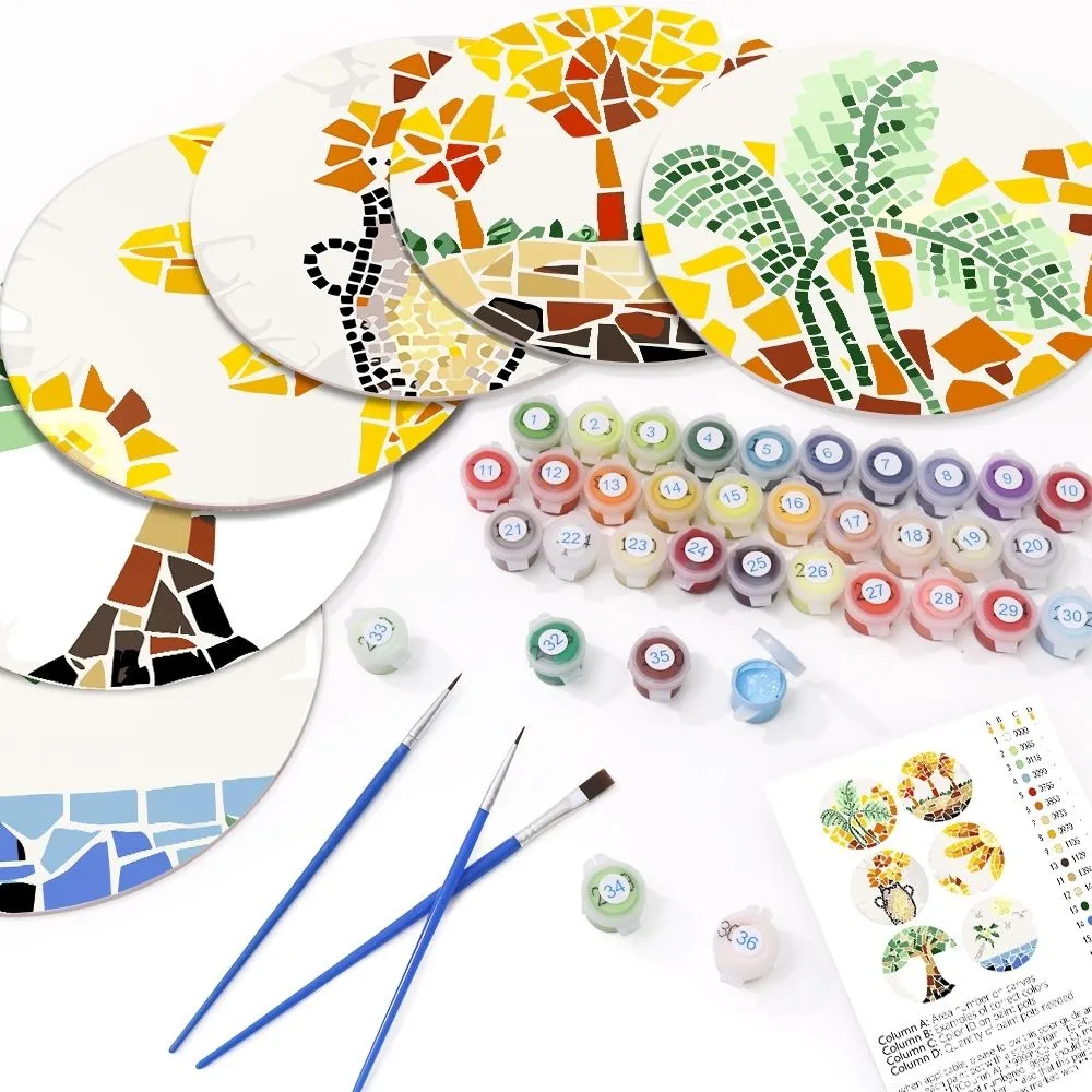 Figured'Art Botanisch Schilderen op Nummer Placemats 20cm 6st