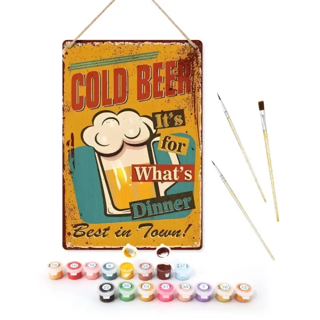 Figured'Art Koud Bier voor het Diner metalen poster 30x20cm vintage