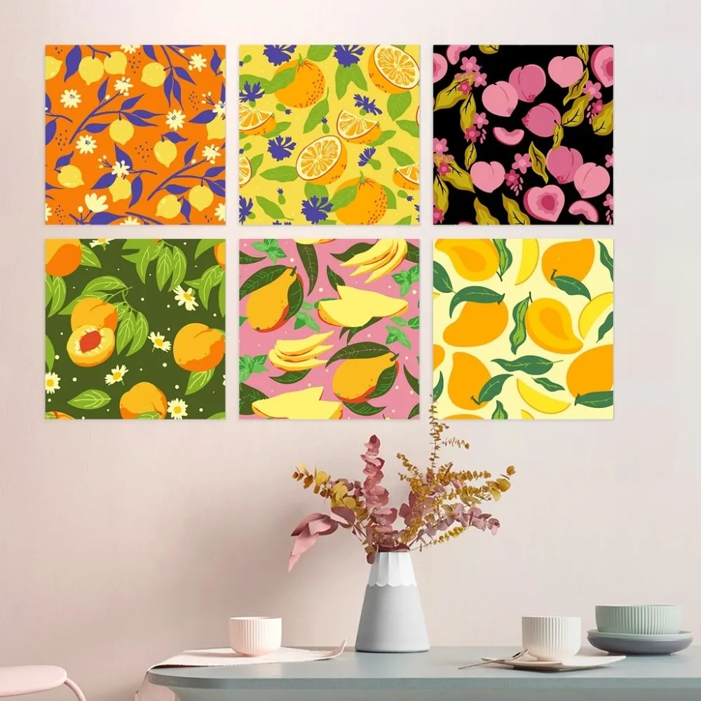 Figured'Art Fruitpatroon schilderen op nummer 6 stuks 20x20cm