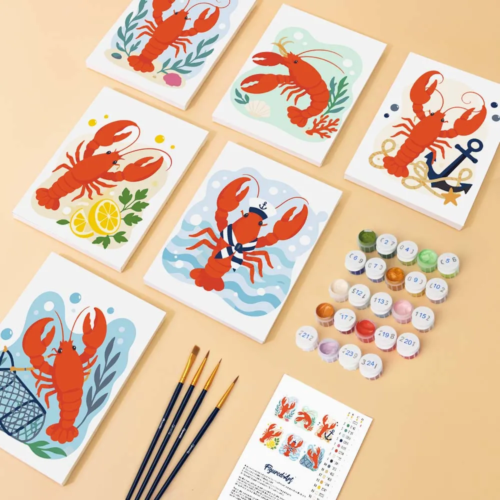 Figured'Art Mini Kustkreeft Collectie schilderen op nummer 6 stuks