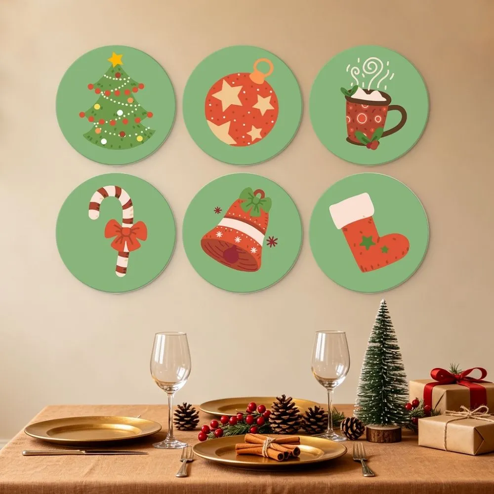 Figured'Art Mini Serie Groene kersticonen schilderen op nummer Ø20cm 6 stuks beginners