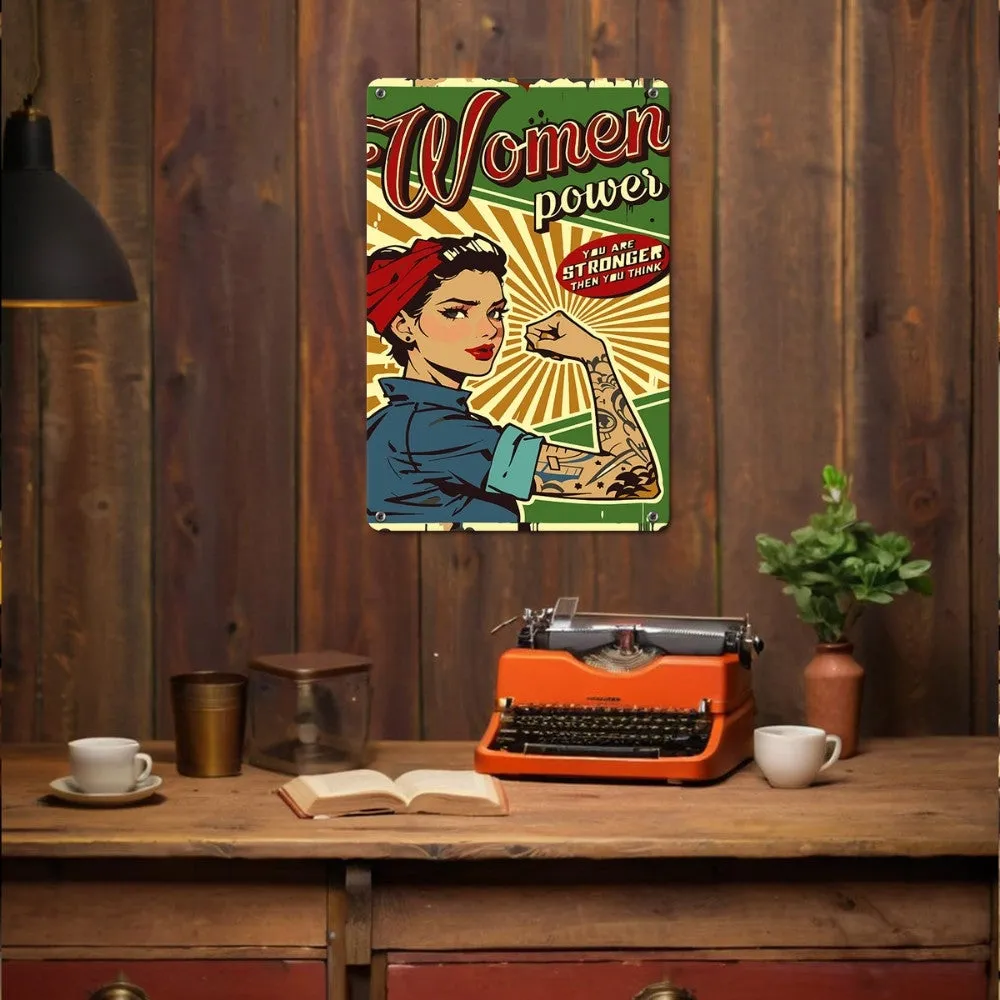 Figured'Art Vrouwenpower metalen poster schilderen op nummer 30x20cm