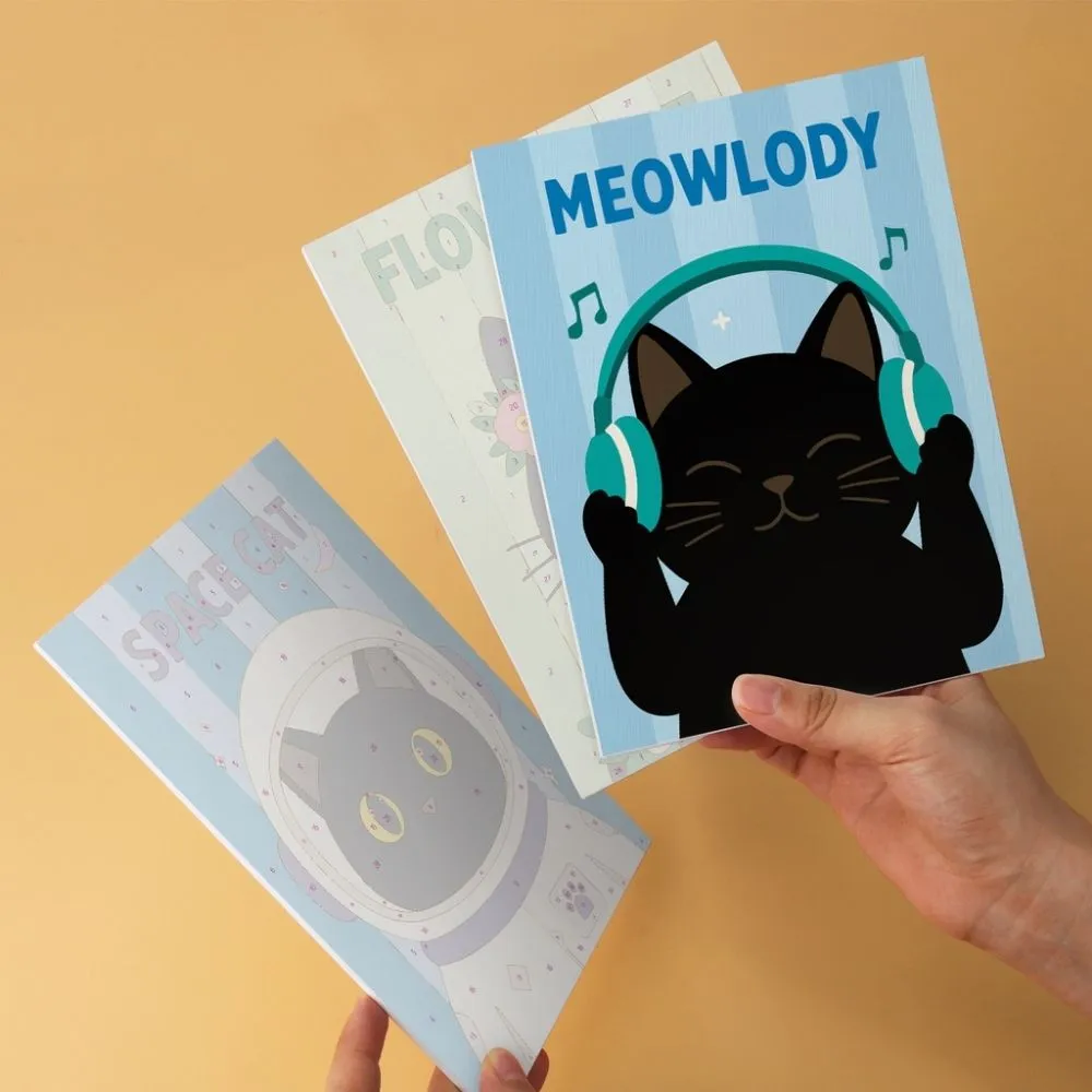 Figured'Art Schattig en nieuwsgierig schilderen op nummer 6 stuks kat